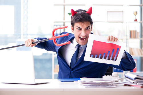 Devil angry businessman in the office