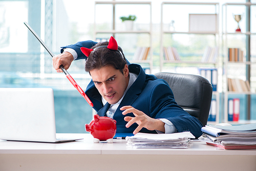 Devil angry businessman in the office