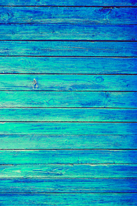 Abstract Blue or Azure Wooden Wall Planks Vertical Texture. Old Retro Wood Rustic Shabby Background. Peeled Azure Weathered Surface. Natural Wood Board Panel.
