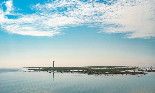 Rukkirahu lighthouse at small uninhabited island in the Baltic Sea, Estonia