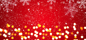 Red festive Christmas or New Year background with shiny golden baubles