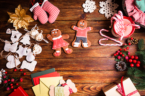Christmas gingermen family on a wooden table