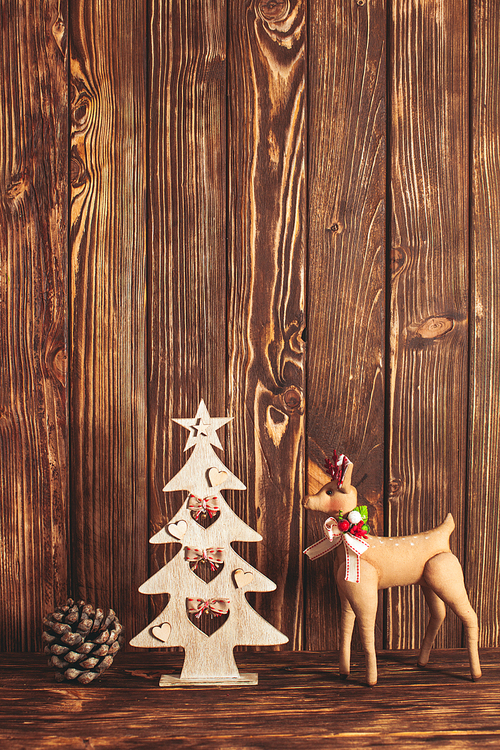 Wooden Christmas decor in shabby chic style