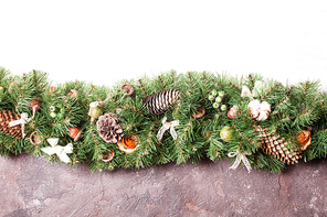 Christmas border design with orange and cotton flowers