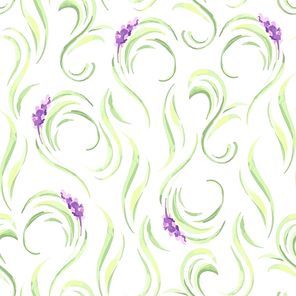Lavender flowers seamless pattern. Watercolor natural illustration of Provence herbs.