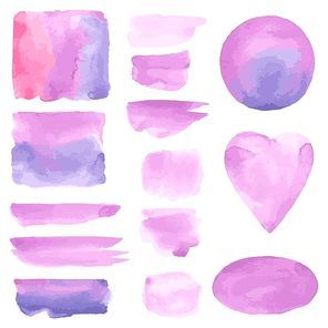Watercolor brush strokes. Violet aquarelle abstract backgrounds.