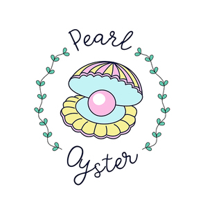 Sea shell with a pearl. Vector illustration.