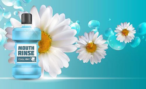 Mouth Rinse Design Cosmetics Product  Template for Ads or Magazine Background. 3D Realistic Vector Iillustration. EPS10