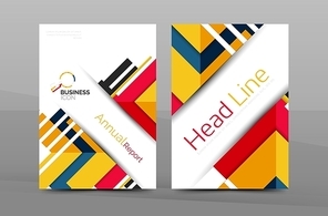 Brochure template of annual report cover, vector business flyer layout, geometric abstract poster, A4 size