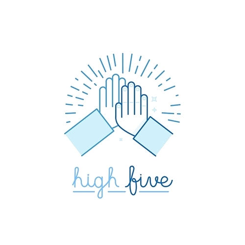Vector illustration in flat style - high five - two hands giving a high five for success