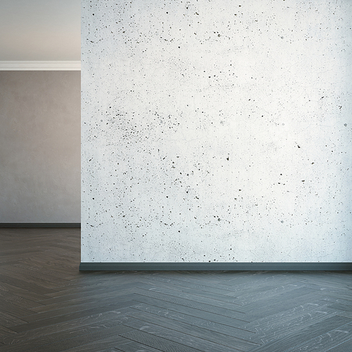 empty room with clear wall, 3d rendering