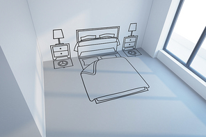 bedroom planning design, 3d rendering