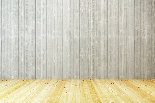 empty room with wooden wall and floor