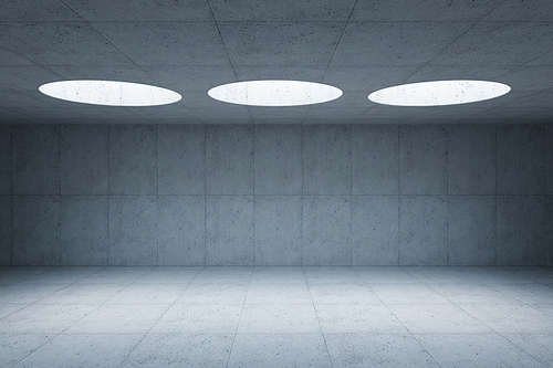 blank concrete space interior, 3d rendering