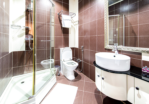 Modern bathroom interior in hotel