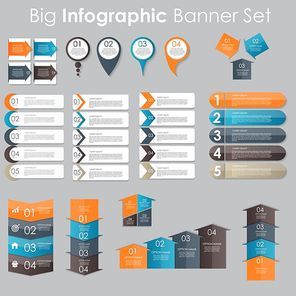 Big Set of Infographic Banner Templates for Your Business Vector Illustration