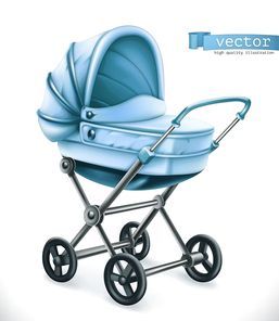 Baby carriage. Stroller 3d vector icon