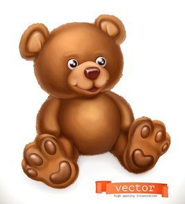 Toy bear, 3d vector icon