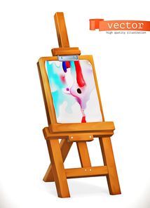 Paint easel. 3d vector icon