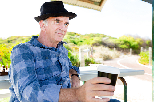 Portrait of an old man outdoors