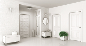 Interior of white entrance hall 3d render