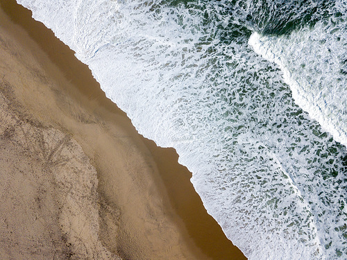Drone view of the beautiful Portuguese beach of Costa Nova do Prado - Aveiro
