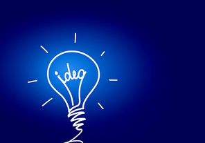 Abstract image with drawn light bulb on blue background
