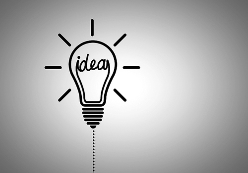 Concept of idea with light bulb on color background