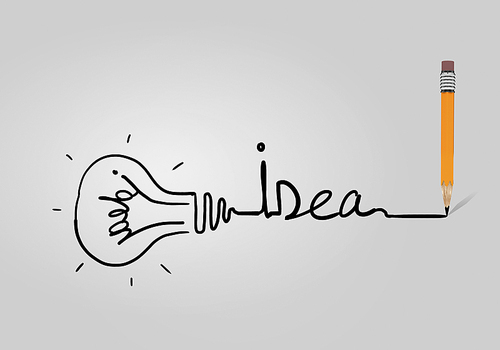 Concept of idea with light bulb on color background