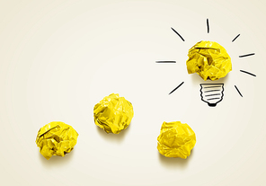 Inspiration concept with crumpled paper as sign for creativity work