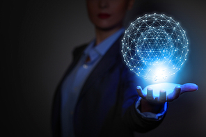Global connection concept with digital planet in hands