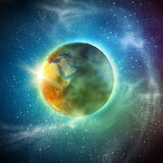 Color image of earth planet in space