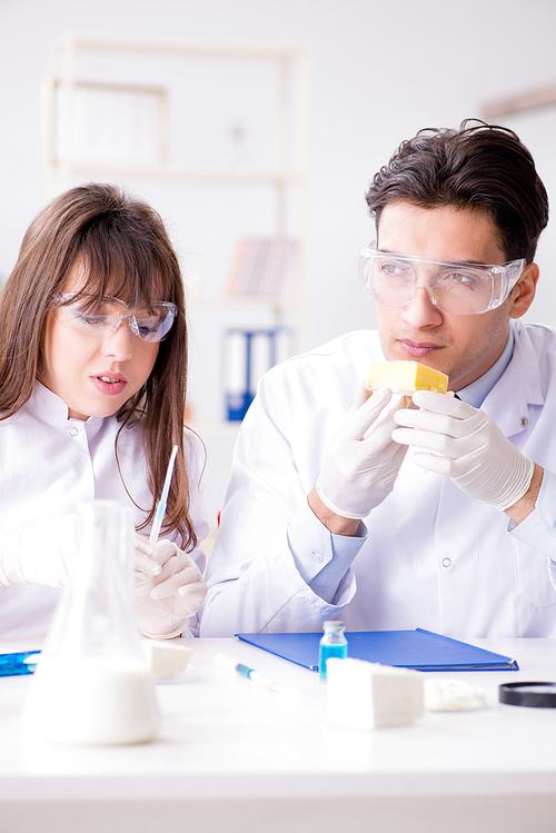 Two lab doctor testing food products