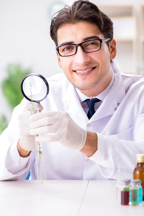 Biotechnology scientist chemist working in lab