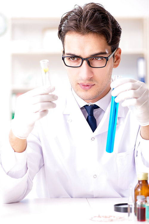 Biotechnology scientist chemist working in lab