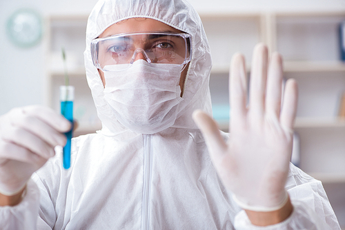 Biotechnology scientist chemist working in lab