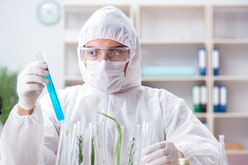 Biotechnology scientist chemist working in lab