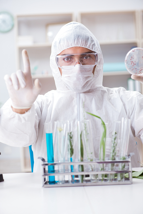 Biotechnology scientist chemist working in lab