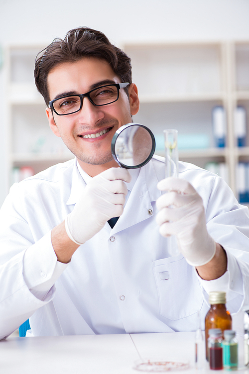 Biotechnology scientist chemist working in lab