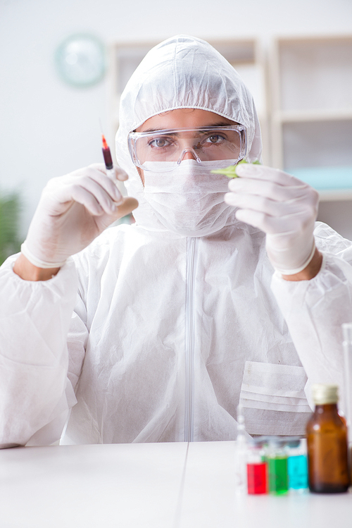 Biotechnology scientist chemist working in lab