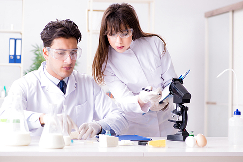 Two lab doctor testing food products