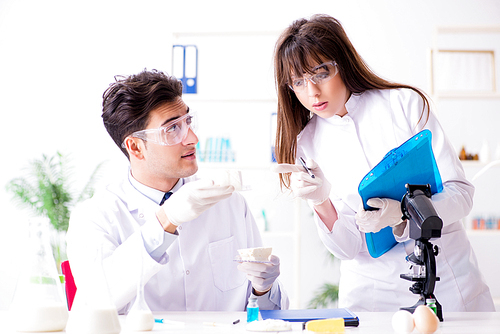 Two lab doctor testing food products