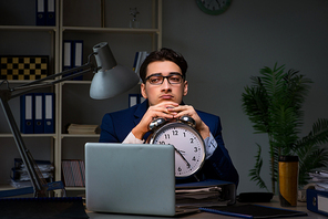 Employee staying late to finish work on auditing