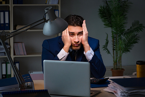 Employee working late to finish important deliverable task