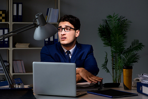 Employee working late to finish important deliverable task