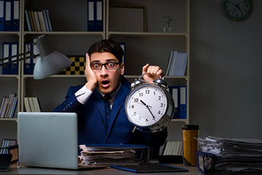 Employee staying late to finish work on auditing