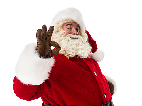 Santa Claus showing okay gesture Closeup Portrait