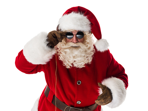 Cool Santa Claus Portrait Isolated on White Background