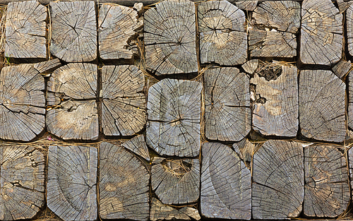 pavement texture made of wooden blocks