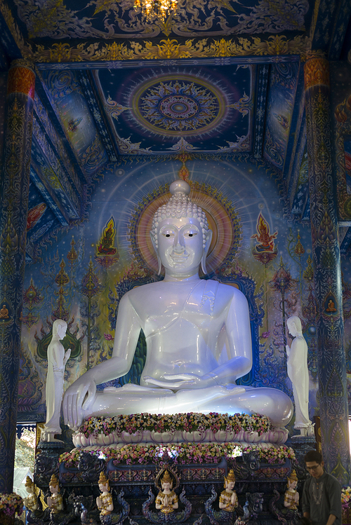 Statue of Buddha at temple, Rong Suea Ten Temple, Chiang Rai, Thailand